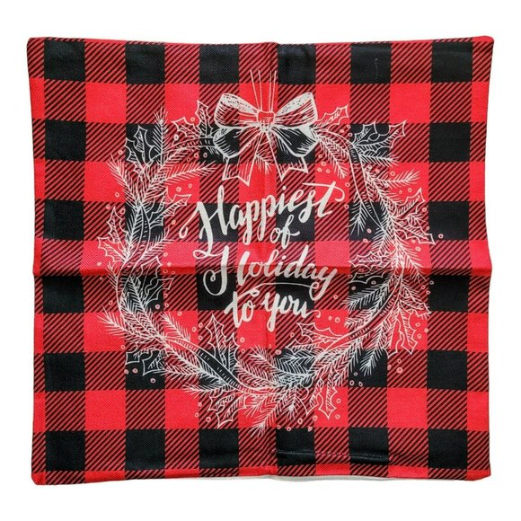 4-pcs Christmas Pillow Covers 17.5" x 17.5" Red/Black Check Festive Decor Gift - Picture 6 of 6